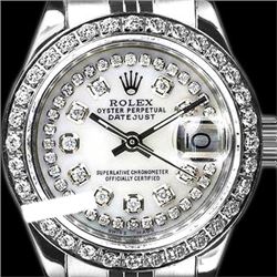 Rolex Men's Stainless Steel, QuickSet, Diamond Dial & Diamond Bezel - REF-474H5W