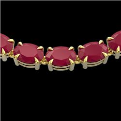 68 CTW Ruby Eternity Designer Inspired Tennis Necklace 14K Yellow Gold - REF-234M9F - 23408