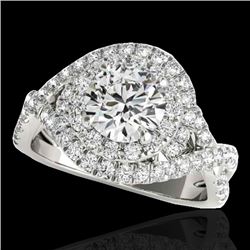 1.75 CTW H-SI/I Certified Diamond Solitaire Halo Ring 10K White Gold - REF-209F3M - 33864