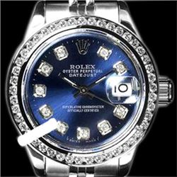 Rolex Ladies Stainless Steel, Diamond Dial & Diamond Bezel, Saph Crystal - REF-355H6W