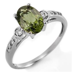 1.45 CTW Green Tourmaline & Diamond Ring 10K White Gold - REF-30Y4N - 11428