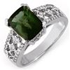 Image 1 : 3.0 CTW Green Tourmaline & Diamond Ring 14K White Gold - REF-100T2X - 11663