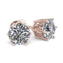 0.50 CTW Certified VS/SI Diamond Stud Solitaire Earrings 18K Rose Gold - REF-53R6K - 35813