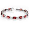 Image 1 : 10.04 CTW Pink Tourmaline & Diamond Bracelet 10K White Gold - REF-123K5R - 10754