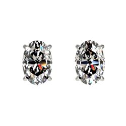 1 CTW Certified VS/SI Quality Oval Diamond Solitaire Stud Earrings 10K White Gold - REF-143X6T - 330