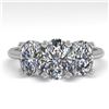 Image 1 : 2.0 CTW Oval Cut VS/SI Diamond 3 Stone Designer Ring 18K White Gold - REF-390W2H - 32469