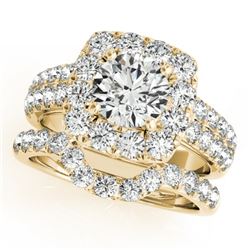 3.01 CTW Certified VS/SI Diamond 2Pc Wedding Set Solitaire Halo 14K Yellow Gold - REF-592X5T - 30896