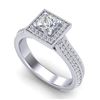 Image 1 : 1.41 CTW Princess VS/SI Diamond Solitaire Micro Pave Ring 18K White Gold - REF-200F2M - 37178