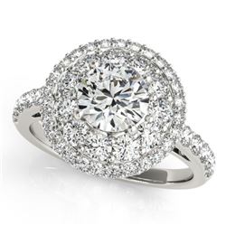 2.09 CTW Certified VS/SI Diamond Solitaire Halo Ring 18K White Gold - REF-444T2X - 26494