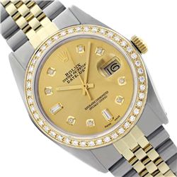Rolex Men's Two Tone 14K Gold/SS, QuickSet, Diamond Dial & Diamond Bezel - REF-480A2N