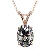 Image 1 : 1 CTW Certified VS/SI Quality Oval Diamond Solitaire Necklace 10K Rose Gold - REF-267F8M - 33193