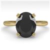 Image 1 : 5.0 CTW Oval Black Diamond Engagement Designer Ring 14K Yellow Gold - REF-123Y8N - 38480
