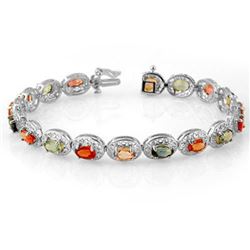 12.90 CTW Multi-Color Sapphire Bracelet 18K White Gold - REF-154R2K - 11707