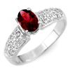 Image 1 : 1.50 CTW Pink Tourmaline & Diamond Ring 18K White Gold - REF-72X2T - 10955