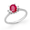 Image 1 : 1.36 CTW Ruby & Diamond Ring 18K White Gold - REF-41H8W - 12528