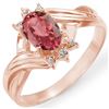 Image 1 : 0.79 CTW Pink Tourmaline & Diamond Ring 14K Rose Gold - REF-28N2Y - 11424