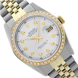 Rolex Men's Two Tone 14K Gold/SS, QuickSet, Diamond Dial & Diamond Bezel - REF-474Y5X