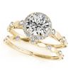 Image 1 : 1.36 CTW Certified VS/SI Diamond 2Pc Wedding Set Solitaire Halo 14K Yellow Gold - REF-371M8F - 30863