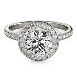 1.08 CTW Certified VS/SI Diamond Solitaire Halo Ring 18K White Gold - REF-200X2T - 26985