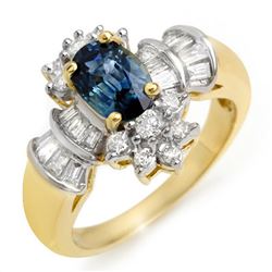 2.25 CTW Blue Sapphire & Diamond Ring 14K Yellow Gold - REF-71W5H - 10574
