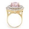 Image 2 : 12.08 CTW Kunzite & Diamond Ring 14K Yellow Gold - REF-264T2X - 14335