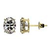 Image 2 : 2.50 CTW Certified VS/SI Quality Oval Diamond Stud Earrings 10K Yellow Gold - REF-663M2F - 33113