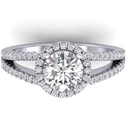 2 CTW Certified VS/SI Diamond Solitaire Micro Halo Ring 14K White Gold - REF-512K2R - 30378