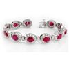 Image 1 : 16.0 CTW Ruby & Diamond Bracelet 14K White Gold - REF-400H2W - 13903