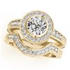 Image 1 : 2.39 CTW Certified VS/SI Diamond 2Pc Wedding Set Solitaire Halo 14K Yellow Gold - REF-589W8H - 31054