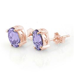 2.0 CTW Tanzanite Earrings 14K Rose Gold - REF-31T8X - 11326