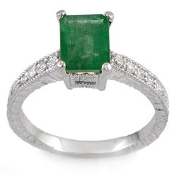 2.15 CTW Emerald & Diamond Ring 14K White Gold - REF-54M5F - 11586