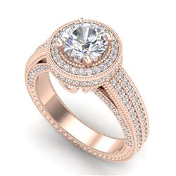 2.8 CTW VS/SI Diamond Solitaire Art Deco Ring 18K Rose Gold - REF-527W3H - 37137