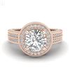 Image 2 : 2.8 CTW VS/SI Diamond Solitaire Art Deco Ring 18K Rose Gold - REF-527W3H - 37137