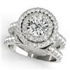 Image 1 : 2.67 CTW Certified VS/SI Diamond 2Pc Wedding Set Solitaire Halo 14K White Gold - REF-458M4F - 31220