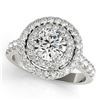 Image 2 : 2.67 CTW Certified VS/SI Diamond 2Pc Wedding Set Solitaire Halo 14K White Gold - REF-458M4F - 31220
