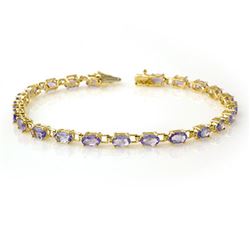 5.0 CTW Tanzanite Bracelet 10K Yellow Gold - REF-52T9X - 13455