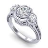 Image 1 : 1.05 CTW VS/SI Diamond Solitaire Art Deco 3 Stone Ring 18K White Gold - REF-200Y2N - 37100