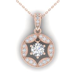 1.5 CTW Certified VS/SI Diamond Art Deco Stud Necklace 14K Rose Gold - REF-363K3R - 30454