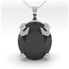 Image 2 : 9.0 CTW Oval Black Diamond Designer Necklace 14K White Gold - REF-191T8X - 38437