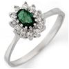 Image 1 : 0.60 CTW Emerald & Diamond Ring 14K White Gold - REF-29T5X - 11121
