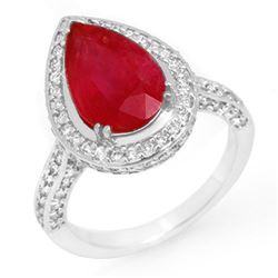 6.25 CTW Ruby & Diamond Ring 18K White Gold - REF-134X4T - 10693