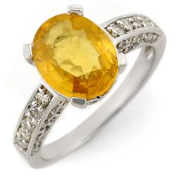3.60 CTW Yellow Sapphire & Diamond Ring 14K White Gold - REF-72F4M - 11033
