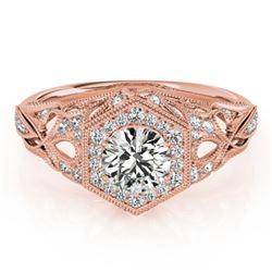 0.90 CTW Certified VS/SI Diamond Solitaire Halo Ring 18K Rose Gold - REF-145X5T - 26863