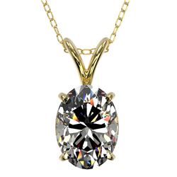 1.25 CTW Certified VS/SI Quality Oval Diamond Solitaire Necklace 10K Yellow Gold - REF-367X3T - 3321