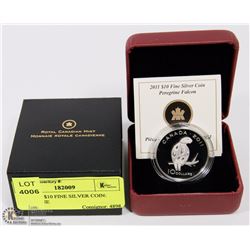 RCM 2011 $10 FINE SILVER COIN: PEREGRINE