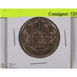 1937 CANADIAN SILVER 50 CENT COIN