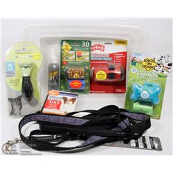 LARGE LOT OF PET SUPPLIES INCLUDING LEASHES, FLEA