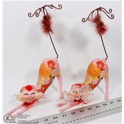 PAIR OF CERAMIC CAT JEWELRY STANDS
