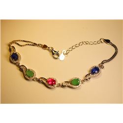 #3-STERLING SILVER EMERALD SAPPHIRE RUBY TRIO