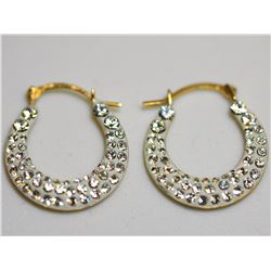#5-10KT GOLD STUDDED CRESCENT EARRINGS